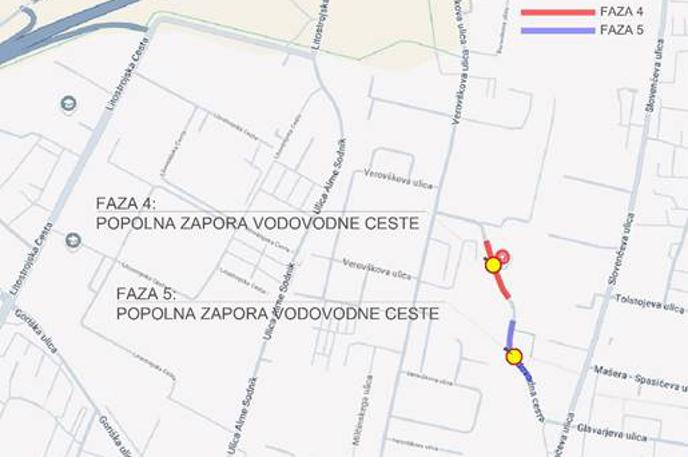 Vodovodna cesta, zapora | Informacije o mobilnosti in zaporah cest v Ljubljani je mogoče preveriti na Molovem portalu aktualnih prometnih informacij PROMInfo. Na Mestni občini Ljubljana (Mol) ob tem vse udeležence v prometu prosijo za razumevanje in upoštevanje prometne signalizacije. | Foto MOL