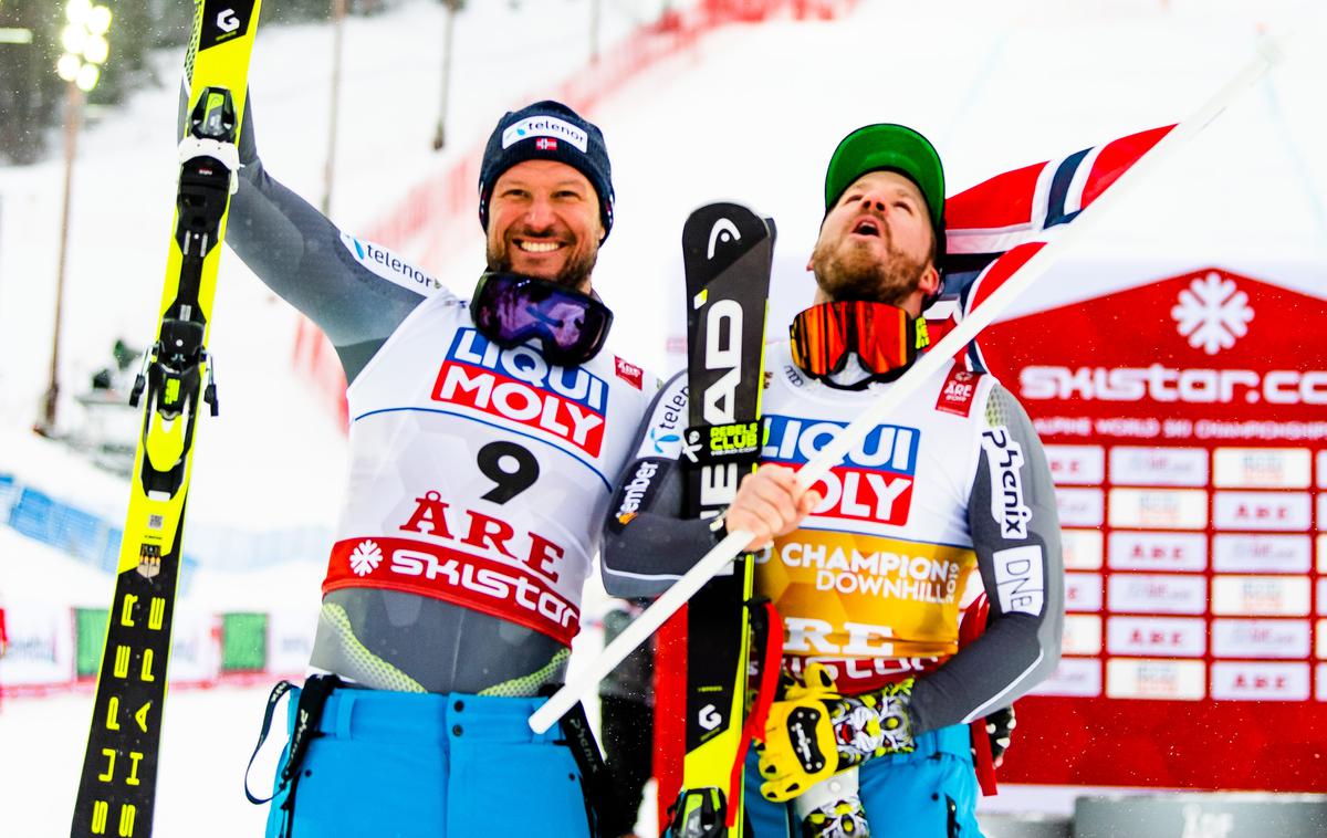 Svindal Lansrud Aare | Norveški navijači imajo razlog za veselje. Jansrud in Svindal bosta osvojila zlato in srebrno medaljo. | Foto Reuters