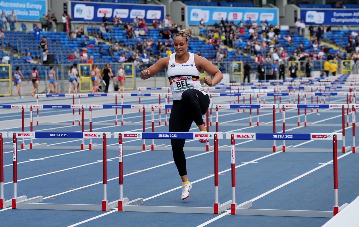 Jolien Boumkwo | Belgijska metalka krogle Jolien Boumkwo je navdušila v teku na 100 metrov z ovirami. | Foto Reuters