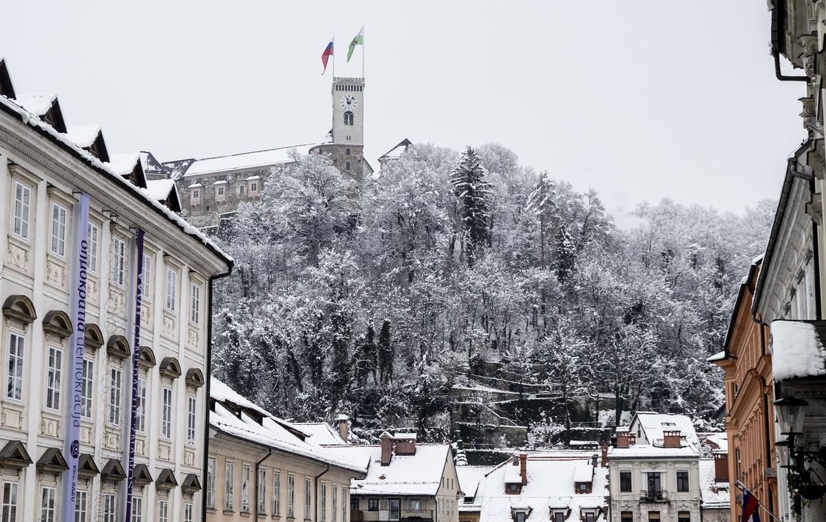 Sneg Ljubljana | V novo leto smo tudi letos vstopili brez množičnih silvestrovanj na prostem. | Foto Ana Kovač