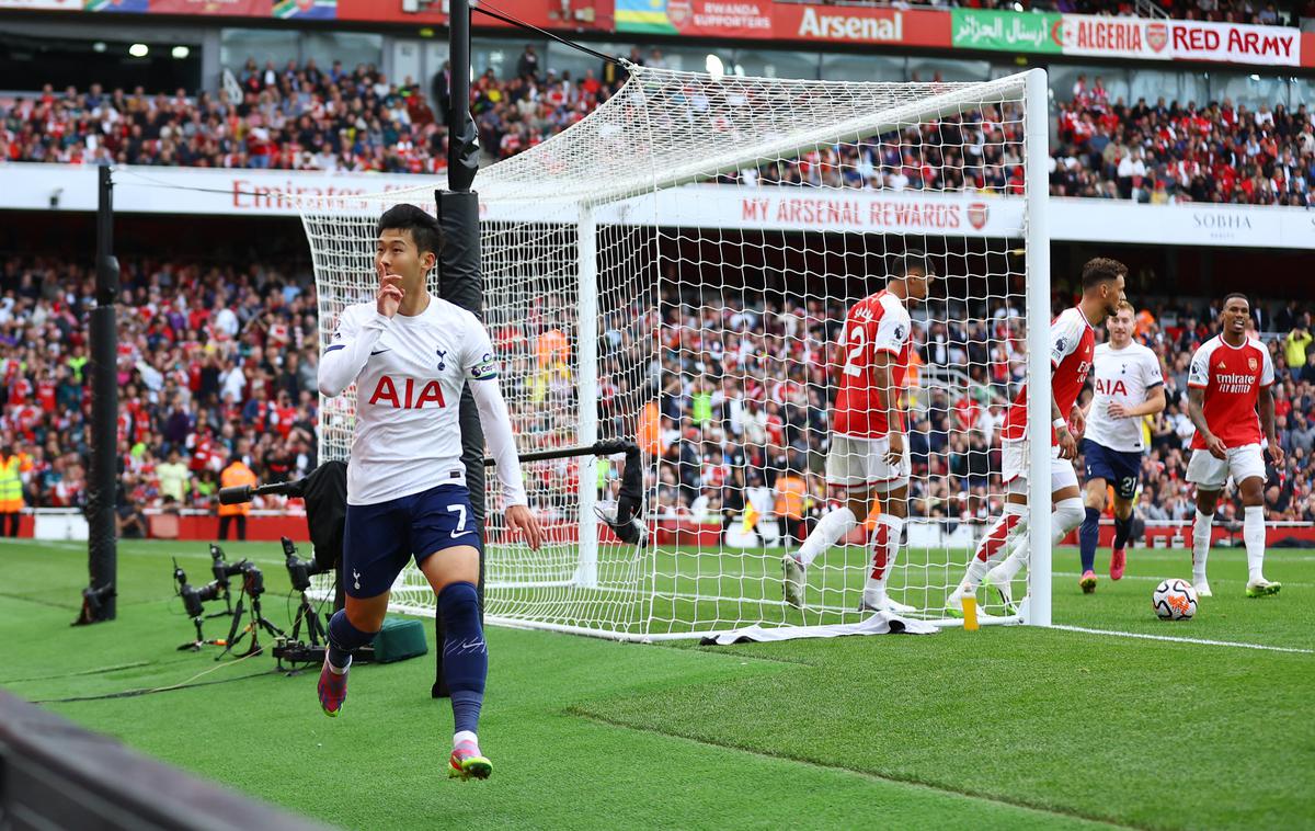 Arsenal - Tottenham | V Londonu sta se  Arsenal in Tottenham razšla brez zmagovalca. Heung-Min Son je zabil dva gola. | Foto Reuters