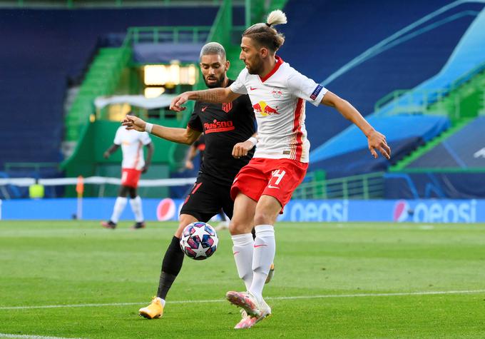 Kevin Kampl je bil pri zmagi RB Leipziga nad Atletico Madridom v četrtfinalu lige prvakov med najboljšimi na igrišču. | Foto: Reuters