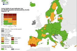 Koronavirus: Vzhodna Slovenija pozelenela na zemljevidu Evrope