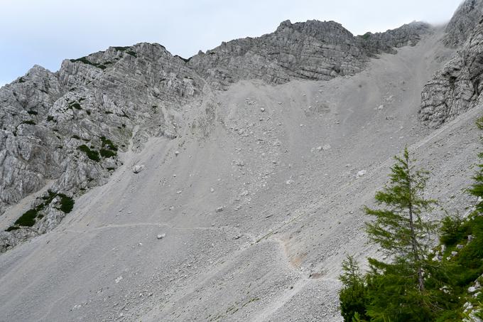 Sestop prek melišča pod severnimi pobočji Begunjščice | Foto: Matej Podgoršek