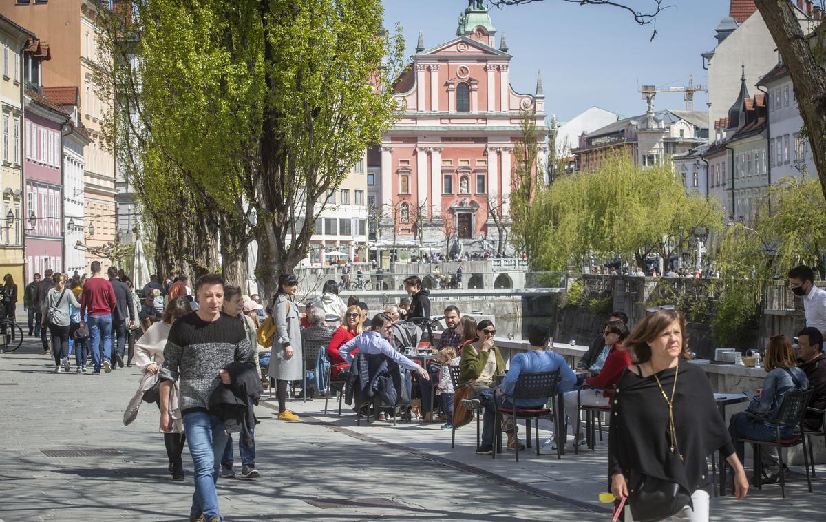 Odprtje gostinskih teras v Ljubljani | Najbogatejših deset odstotkov gospodinjstev v Sloveniji ima v lasti 49 odstotkov celotnega neto premoženja, spodnjih 50 odstotkov gospodinjstev pa 11 odstotkov. | Foto Bojan Puhek