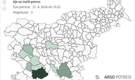 Potresni sunek v bližini Reke