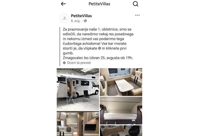 Samodejno prevedena objava z nagradno igro, ki je bila pretekli konec tedna sicer umaknjena s Facebooka, saj naj bi domnevno "potekla". Obvestilo o lažni nagradni igri smo kljub temu, da je bilo njeno ciljno občinstvo francosko, prejeli zato, ker se je pod objavo zvrstilo več komentarjev slovenskih uporabnikov, eden od njih pa je v komentarju označil tudi avtorja tega prispevka.  | Foto: Posnetek  zaslona