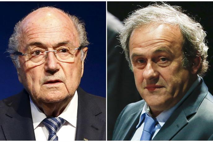 Blatter Platini | Sepp Blatter je dodelitev nogometnega svetovnega prvenstva 2022 Katarju označil za "veliko napako" in prstom pokazala na Michela Platinija. | Foto Reuters