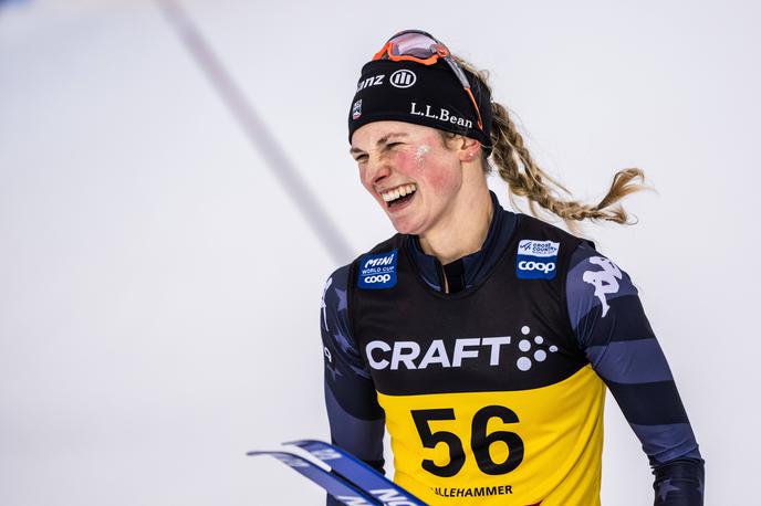 Jessie Diggins | Američanka Jessie Diggins je na preizkušnji v smučarskem teku na 10 km prosto v Gällivareju na Švedskem z naskokom ugnala konkurenco. Pred prvima zasledovalkama je imela več kot 20 sekund naskoka. | Foto Guliverimage