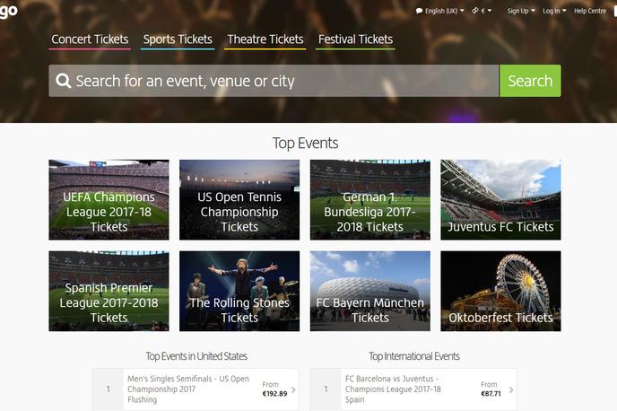 Viagogo | Foto printscreen