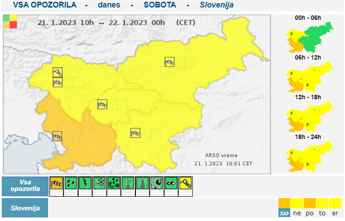 Primorska oranžno opozorilo | Foto: Arso