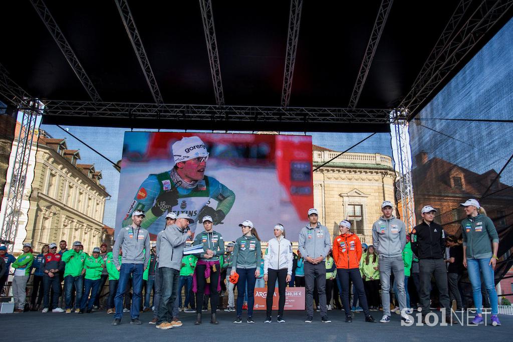 Sprejem junakov zime na Kongresnem trgu