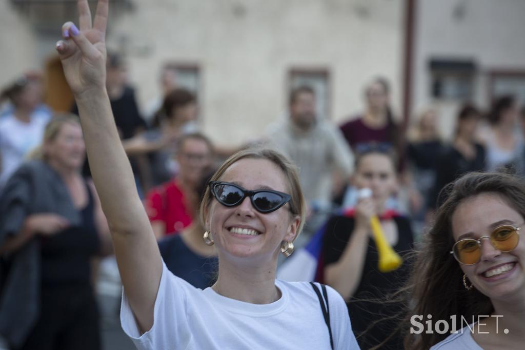 Protest nasprotnikov pogojev PCT v Ljubljani dne 29.9.2021