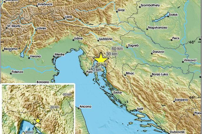 Potres pri Reki | Tla so se stresla v okolici Reke.  | Foto EMSC