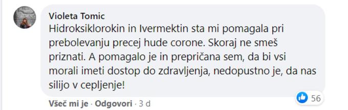 Med bolj znanimi podporniki ivermektina v Sloveniji je bila zdaj že nekdanja poslanka Levice Violeta Tomič (od njenih stališč o medicini se je Levica uradno distancirala in se z njimi ne strinja). Da ivermektin razdvaja zdravstveno stroko, je trdila tudi nekdanja evropska komisarka Violeta Bulc. To je bilo do določene mere sicer res, toda na bregu zagovornikov ivermektina je bila le peščica predstavnikov stroke, na bregu dvomljivcev v njihovo učinkovitost pa vsi drugi vključno z veliko večino institucij.  | Foto: posnetek zaslona/Revija Lady