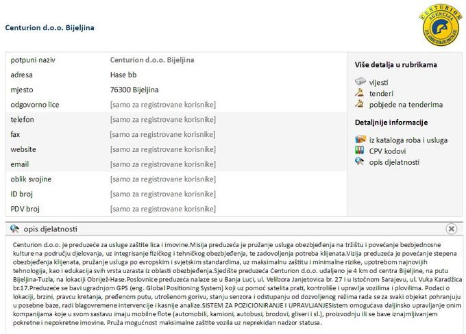 "Centurion d.o.o. je podjetje, ki nudi zaščito oseb in imetja. Misija podjetja je varovanje na tržišču in povečevanje kulture varnosti na področju delovanja z integracijo fizičnega i  tehničnega varovanja ter zadovoljevanja potreb klientov …"   | Foto: 