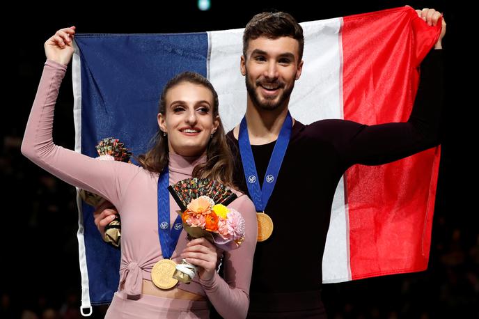 Gabriella Papadakis in Guillaume Cizeron | Gabriella Papadakis in Guillaume Cizeron ostajata svetovna prvaka v konkurenci plesnih parov. | Foto Reuters