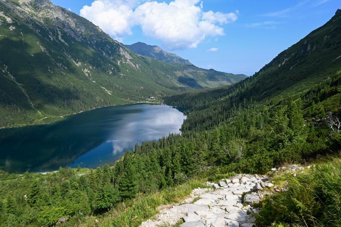 Pogled nazaj na jezero Morskio Oko (od jezera Czarny Staw). | Foto: Matej Podgoršek