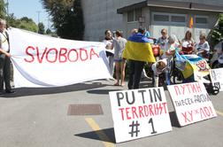 V Ljubljani protest Ukrajincev proti Putinu: Rusija je agresivna država #foto