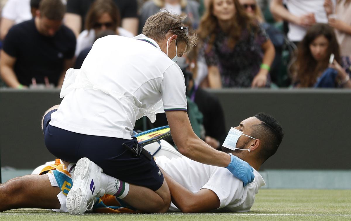 Nick Kyrgios | Kyrgios je po poškodbi predal dvoboj proti mlademu Kanadčanu. | Foto Guliverimage