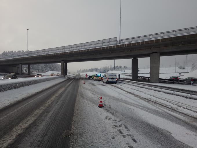 Prometna nesreča na avtocesti pri Radovljici. Foto: policija | Foto: 