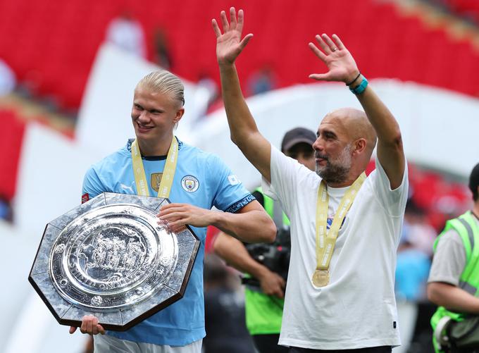 Erling Haaland (Manchester City) je zadel z bele točke in pomagal angleškim prvakom do sedme superpokalne lovorike. | Foto: Reuters