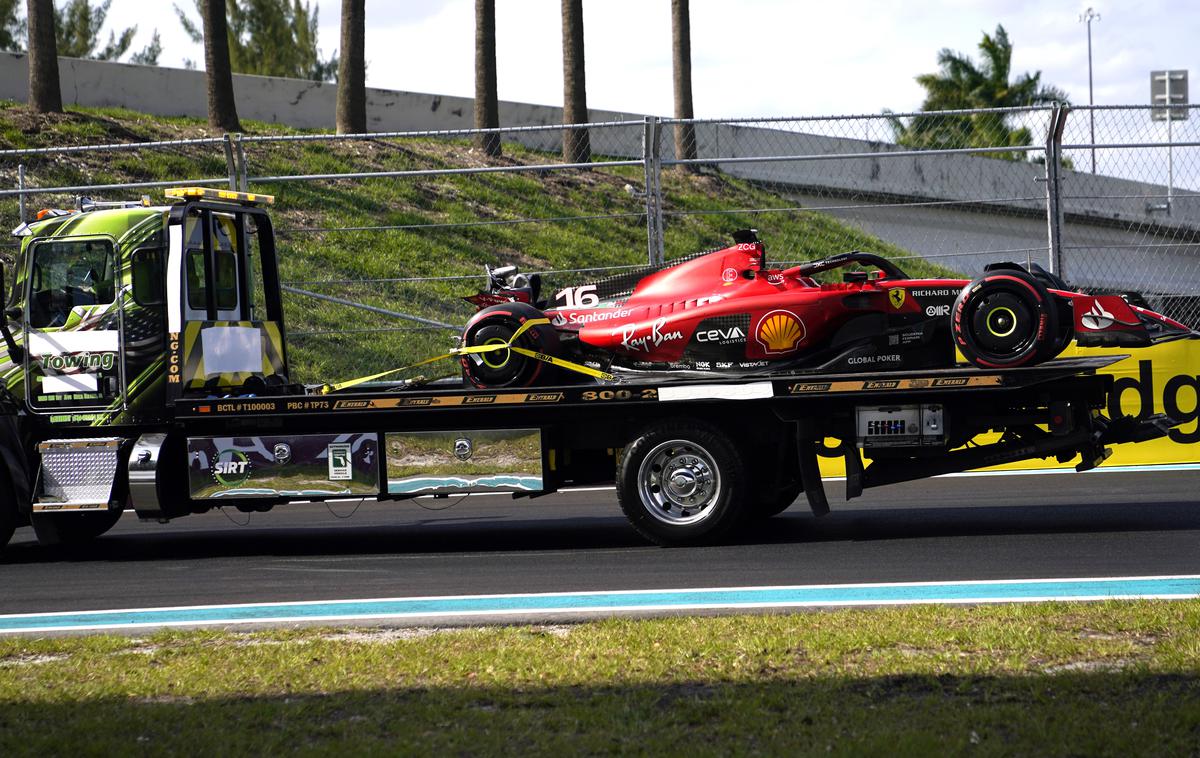 Miami Chalres Leclerc Ferrari | Charles Leclerc je ta konec tedna že dvakrat zletel v zaščitne gume. | Foto Guliver Image