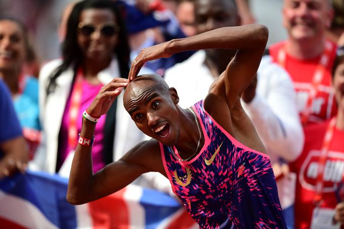 Mo Farah je na štadionu v Londonu dvakrat zmagal že leta 2012 na olimpijskih igrah, čez mesec dni pa bo pred domačimi gledalci poskušal osvojiti še naslov svetovnega prvaka. | Foto: Reuters