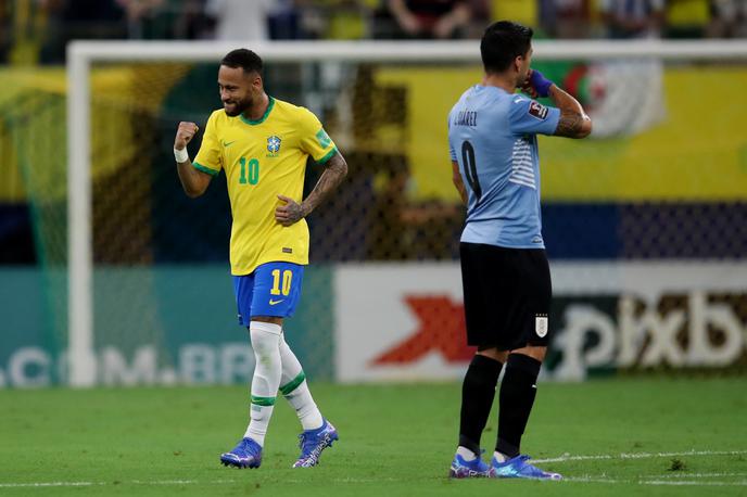 Brazilija Urugvaj | Neymar je prvi zatresel urugvajsko mrežo, Luis Suarez pa je dosegel častni gol za goste. | Foto Reuters