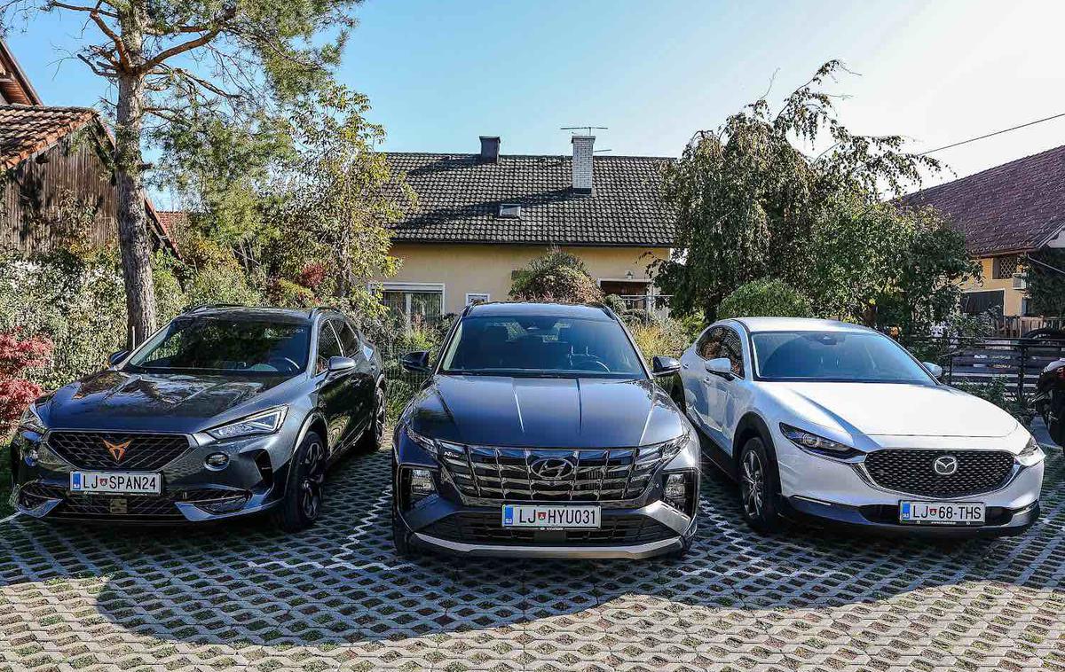 Primerjalni test PRIMA SUV | Prvi trije uvrščeni avtomobili na primerjalnem testu - zmagovalec hyundai tucson, drugouvrščeni cupra formentor in tretjeuvrščena mazda CX-30 | Foto PRIMA