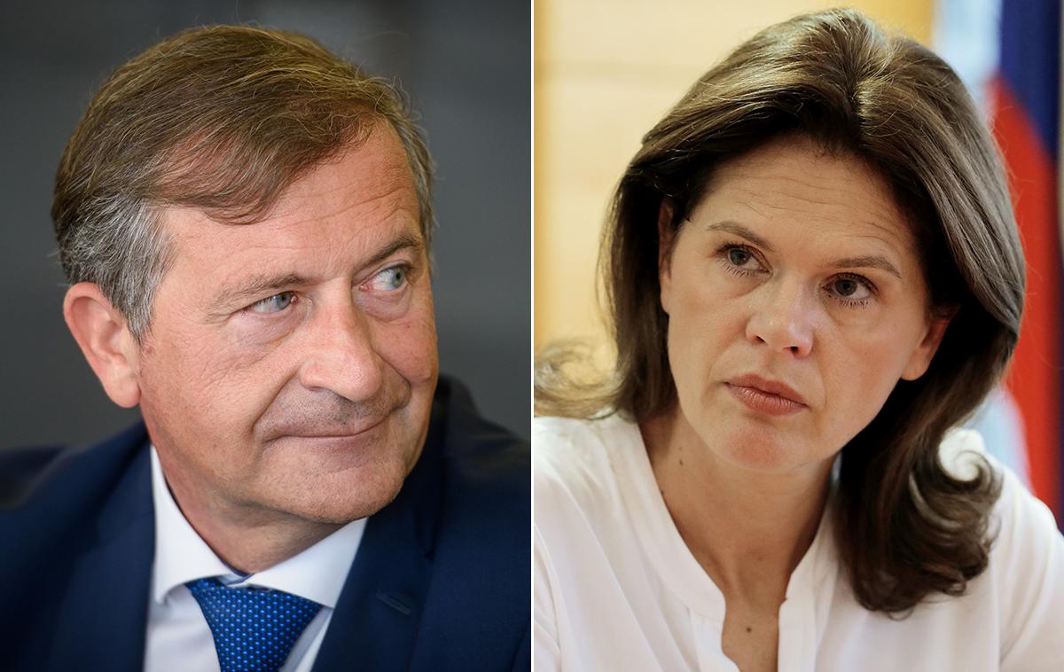 Karel Erjavec. Alenka Bratušek. | Besedni spopad med predsednico SAB Alenko Bratušek in predsednikom DeSUS Karlom Erjavcem je presenetil celo premierja Marjana Šarca. | Foto STA