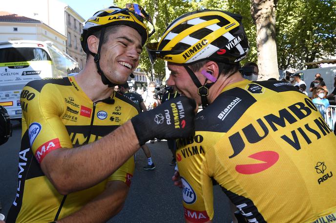 Wout van Aert | V nizozemski ekipi Jumbo-Visma sta Wout van Aert in Primož Roglič kolega. Belgijec je bil izvrsten pomočnik na Dirki po Franciji, na svetovnem prvenstvu v Imoli pa sta bila kolesarja tekmeca. | Foto Reuters