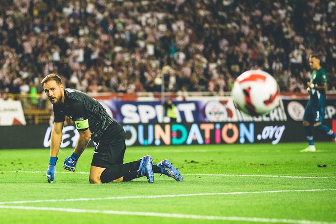 Kapetan slovenske reprezentance Jan Oblak, ki je v Splitu prejel tri zadetke, a tudi zbral sedem obramb, je po porazu dejal, da je pri soigralcih pogrešal več agresivnosti. | Foto: Grega Valančič/Sportida