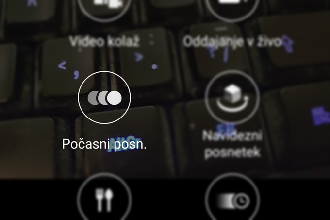 Takole je meni za izbiro načinov fotografiranja, med katerimi je tudi Počasni posnetek, videti na pametnih telefonih Samsung (za preizkus smo uporabili model Galaxy S7).  | Foto: 