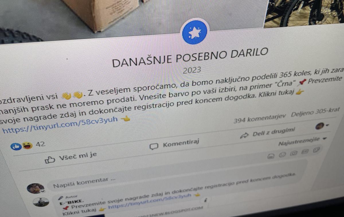 Scam3 | Velik rdeč klicaj je očiten takoj: priložene povezave nikoli ne vodijo na spletne strani trgovcev, za katere se izdajajo goljufi. Resnične destinacije so pogosto zamaskirane z orodji za skrajševanje spletnih naslovov (v tem primeru tinyurl.com, tudi bit.ly).  | Foto Matic Tomšič