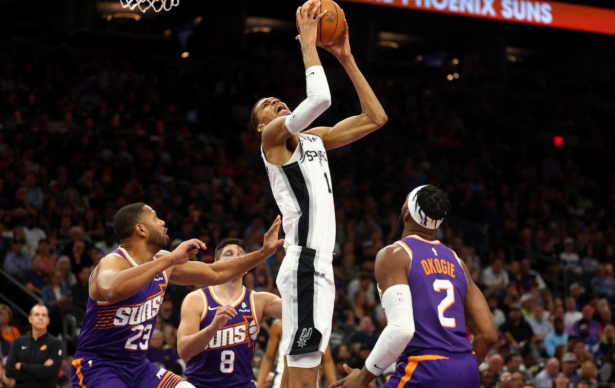 Victor Wembanyama | Victor Wembanyama je ob zmagi San Antonio Spurs prispeval 38 točk, kar je njegov rekord v NBA. | Foto Reuters