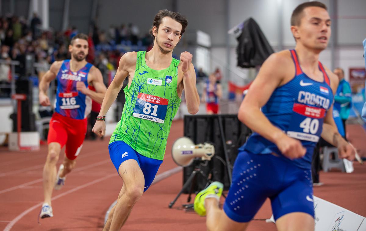 Anže Svit Požgaj | Anže Svit Požgaj (Slovan) je na dvoranskem atletskem tekmovanju v Zagrebu zmagal v teku na 1000 m in s časom 2:26,85 popravil slovenski rekord.  | Foto Peter Kastelic/AZS