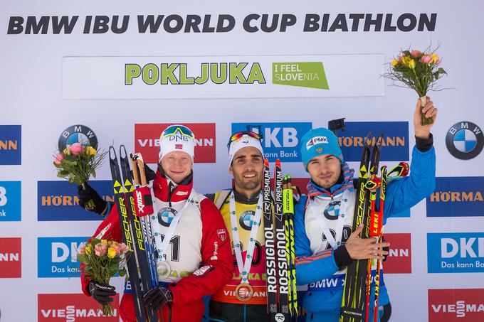 V petek se je na Pokljuki najbolj prešerno smejal Francoz Martin Fourcade. | Foto: Žiga Zupan/Sportida