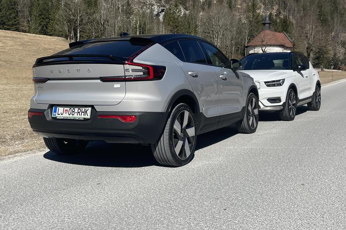 Volvo XC40 recharge in C40 recharge | Pri C40 v največji meri izstopa njegov kupejevsko oblikovani zadek, ki je drugačen in vpadljiv. | Foto Gašper Pirman