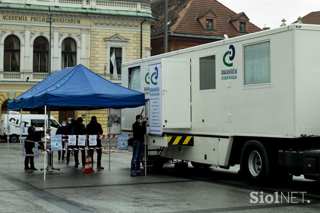 Množično testiranje. Test. Hitri test. Covid-19. Koronavirus.