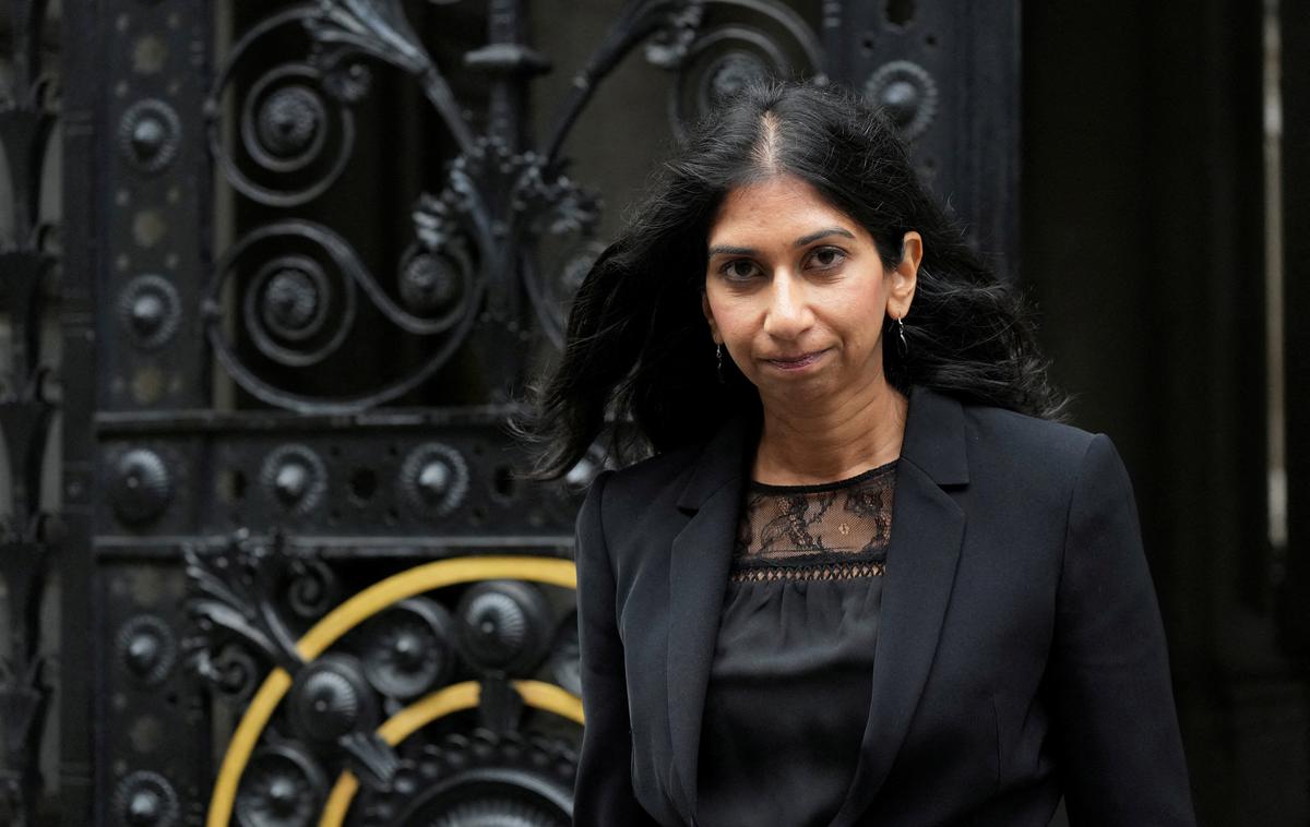 Suella Braverman | Suella Braverman, ki velja za predstavnico desnega krila konservativcev, se je sprva sama potegovala za položaj premierke, nato pa v začetku septembra zasedla ministrski stolček. | Foto Reuters