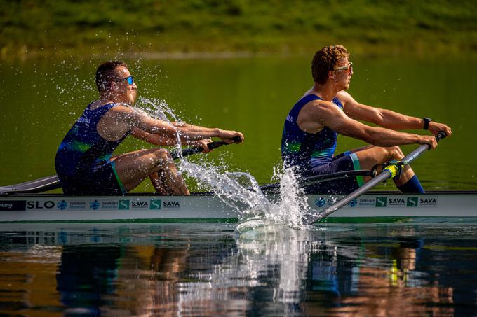 Slovenski dvojec brez krmarja je po zmagi v finalu B zasedel sedmo mesto. | Foto: Veslaška zveza Slovenije