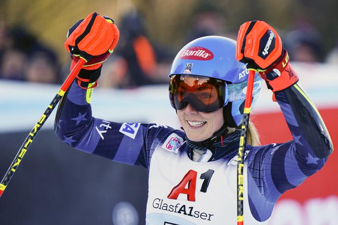 Mikaela Shiffrin | Mikaela Shiffrin se veseli tretje zaporedne zmage in 79. v svetovnem pokalu. | Foto Guliverimage