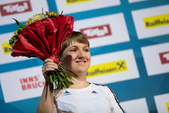 Tanja Glušič | Tanja Glušič, gluho-slepa plezalka iz Prevalj na Koroškem, je srebrni medalji s svetovnega prvenstva v Gijonu leta 2014 v Innsbrucku dodala še bron. | Foto Urban Urbanc/Sportida