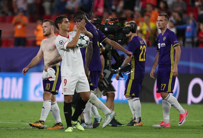 Wissam Ben Yedder je na tekmi v Sevilli kar trikrat zatresel mrežo Maribora. | Foto: Reuters