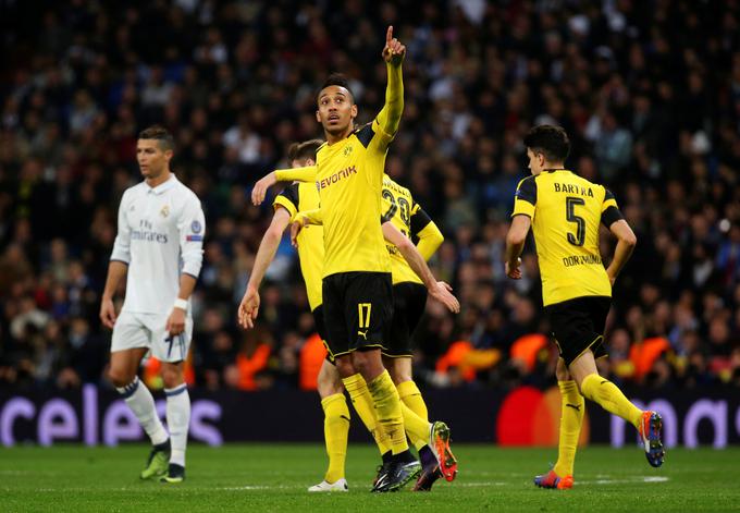 Afričan Pierre-Emerick Aubameyang, dolgoletna želja madridskega kluba, je v 61. minuti znižal na 1:2, nato pa prispeval še podajo za izenačenje. | Foto: Reuters