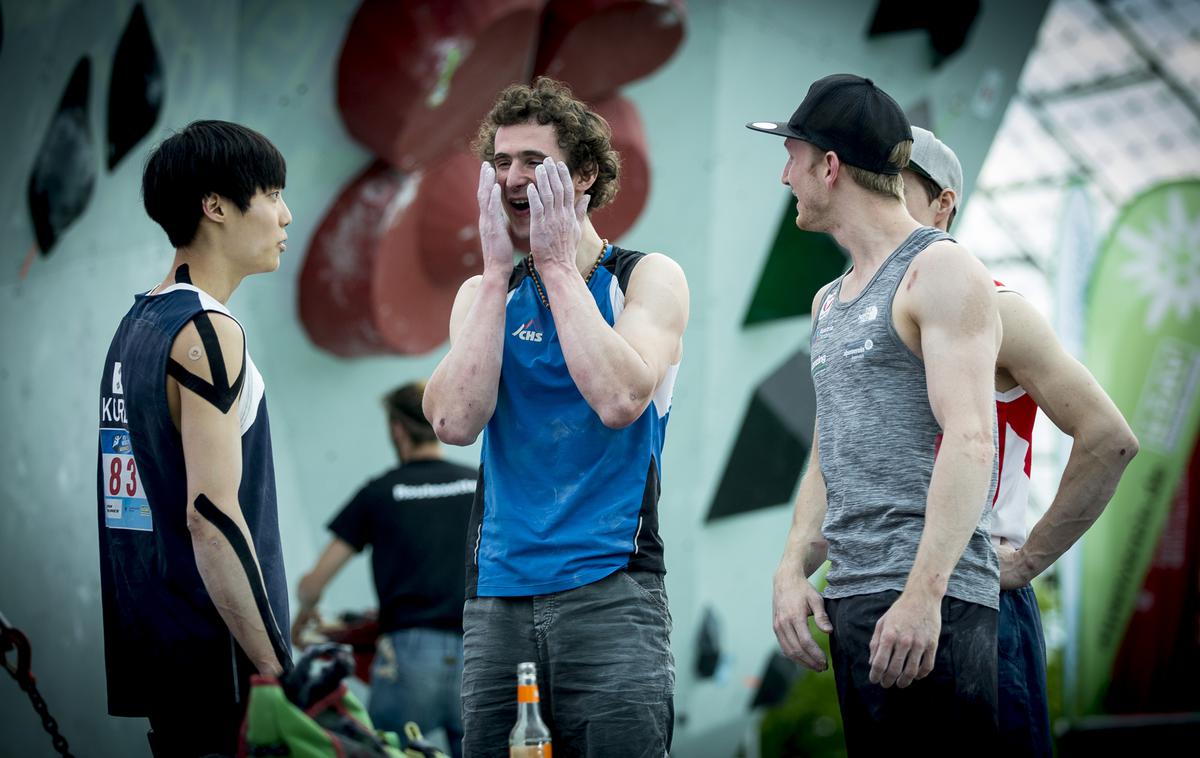 Adam Ondra veselje IFSC WORLD CUP MUNICH | Adam Ondra je za mnoge najboljši plezalec na svetu. Tudi v  njegovih očeh je Janja Garnbret nekaj zelo posebnega. "Nisem še videl dekleta, ki bi plezalo tako, kot to počne Janja," pravi.   | Foto Ana Kovač