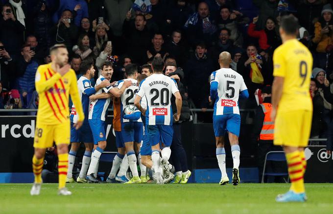 Espanyol je prekrižal načrte Barceloni z zadetkom Wuja Leija v 88. minuti. | Foto: Reuters