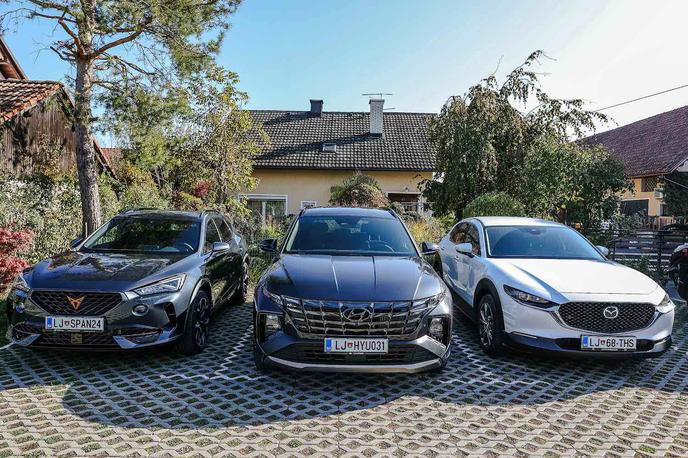 Primerjalni test PRIMA SUV | Prvi trije uvrščeni avtomobili na primerjalnem testu - zmagovalec hyundai tucson, drugouvrščeni cupra formentor in tretjeuvrščena mazda CX-30 | Foto PRIMA