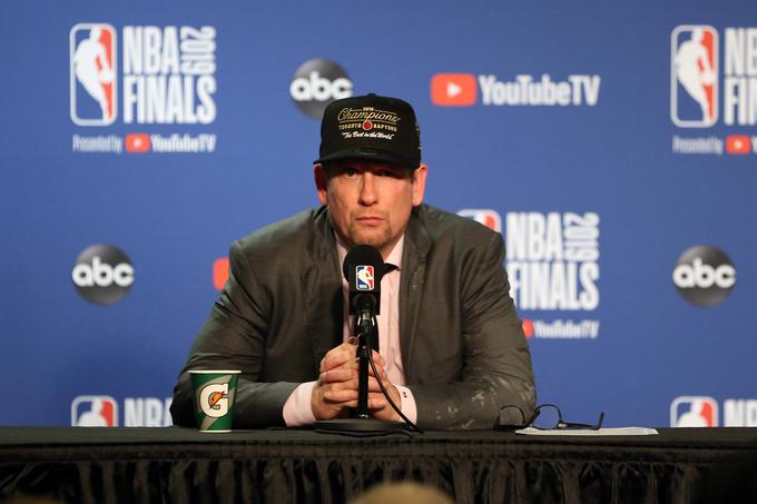 Nick Nurse je pred letošnjo sezono prevzel vlogo glavnega trenerja Toronta (pred tem je bil od leta 2013 pomočnik) in že v prvi sezoni popeljal svojo ekipo na prestol. | Foto: Reuters